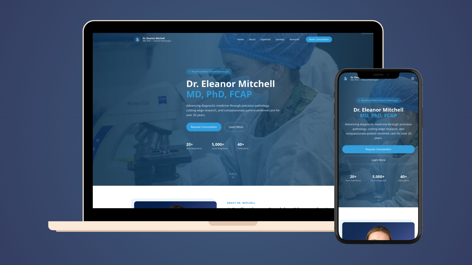 Dr. Eleanor Mitchell landing page